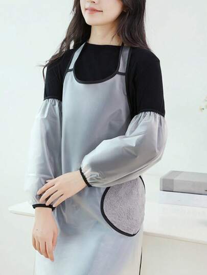 1 Pair/2 Pairs Extra Long Waterproof Sleeve Covers, Kitchen Protective Gloves, Oil-Resistant And Durable Soft Leather Work Sleeve Covers, Unisex For Catering, Household Cleaning, Cooking, Work And Study, Multi-Purpose Cuff Sleeve Covers