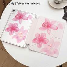 1个百合花图案亚克力水晶平板电脑保护套，带支架，兼容三星/苹果/荣耀等主流机型，可折叠防弯折，硅胶加固边角，自动唤醒/睡眠功能，内置笔槽，多角度可折叠支架 - 完美日常保护，理想礼品 - 彩色 - 查看 2