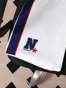 最酷的青少年男孩 Six Seven T 恤套装，休闲美式学院风 Six Seven 字母印花圆领插肩短袖 T 恤搭配 Six Seven 短裤套装，休闲户外运动服，2 件套，春夏款 - 白色 - 查看 5