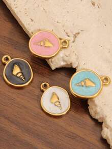 2Pcs 18K Gold Plated Stainless Steel Colored Enamel Starfish Charm Pendant Summer Beach Conch Shell Charms For DIY Jewelry Making Supplies Earrings Necklace Bracelets Accessories - Pendant - View 6