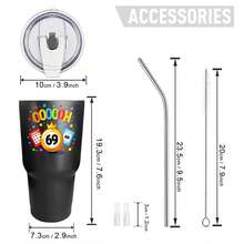 30oz Stainless Steel Tumbler Black White Options,  Colorful Numbers Ball Crown Cards Dice Graphic Cups, Insulated Travel Coffee Mug With Lid And Straw , Double Wall Vacuum Reusable Travel Cups, Funny Birthday Party Gift For Women & Men - 黑色 - 查看 3