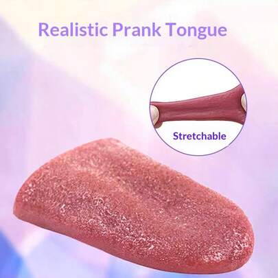 1pc Fake Tongue Prank Prop, Magic Trick Steel Needle Piercing Tongue, April Fool's Day Prank Toy, Horror Gag Gift For Halloween, Can Be Stretched