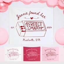 1pc Personalized Bachelorette Party Decorations, Custom Name She Found Her Perfect Match Bachelorette Tapestry, Her Perfect Match Pink Bach Banner, Pink Themed Photo Backdrop For Bride To Be Party - Nhiều màu - Xem 5