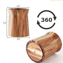 Portautensili in legno girevole a 360°, contenitore in legno di acacia grande da 7,25 x 6 pollici, decorazione da cucina in stile fattoria - Multicolore - Visualizzare 8