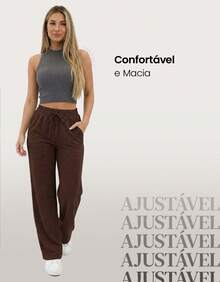 Kit Of 2 Comfortable, Loose-Fitting, And Casual Women's Woolen Wide-Leg Pants, With Pockets And Elastic Waistband. - Đen + Nâu - Xem 5