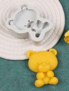 1pc Cute Teddy Bear Handmade Clay Mold, DIY Plaster Aromatherapy Silicone Mold - Grey - View 4