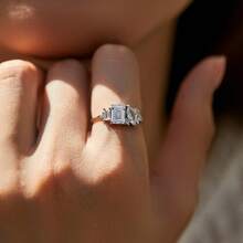 1pc Women's Ring Inlaid With Asymmetrical Zirconia, Fashionable Exquisite Daily Wear High-End Accessory - ring - View 4