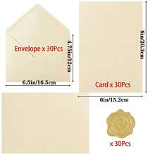 30/10 包乳白色 A6 信封，10x15 厘米，包含 4x6 英寸厚折叠卡纸和金色贴纸，适用于贺卡、婚礼、生日、邀请函、婴儿派对等场合。 - A6 - 查看 7