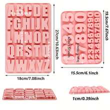 1个硅胶字母数字模具，包含26个英文字母和0-9数字，适用于蛋糕、巧克力、糖果烘焙。 - 粉色 - 查看 2