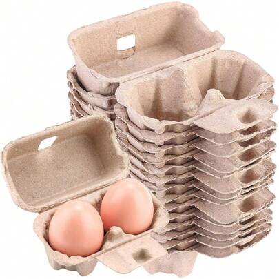 36pcs Vintage Easter Style Egg Carton, 2-Slot Divider, Sturdy Natural Wood Pulp Kraft Paper Box, Suitable For Storing Fresh Eggs
