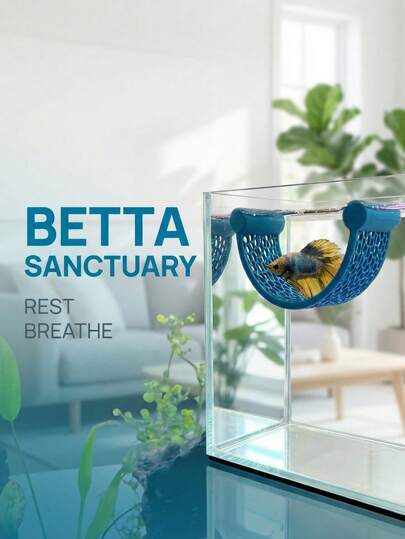 Floating Betta Fish Hammock - Plastic Mesh Aquarium Rest Chair Suitable For Bettas, Guppies, Shrimp And Small Fish Habitats, Provides Near-Surface Swimming Rest Area For Freshwater Fish Decoration, Fits Aquarium And Fish Tank