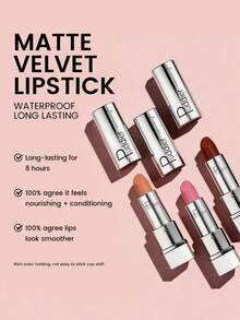 Pudaier 防水不粘腻丝绒珠光唇膏，滋润柔滑质地，适合所有肤色，情人节礼物 - 04 - 查看 5