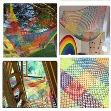 Red de cuerda de advertencia de alta resistencia de color, red de protección contra caídas para escaleras y balcones, red de protección contra caídas para patios al aire libre, red plana de protección contra caídas para construcción, equipo de protección duradero, fácil instalación, adecuada tanto para uso doméstico como comercial. - Multicolor - Ver 4