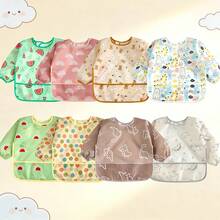 Infant Cartoon Hooded Smock, Fresh All-Over Print Baby Reversible Painting Apron - Multicolor - View 1