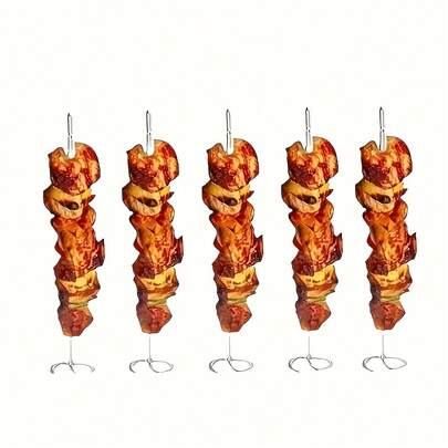 20pcs Stainless Steel Vertical Skewers - Suitable For Air Fryer And Grill, Durable Baking Needles With Safety Locking Ring, Great For Evenly Cooking Meat And Vegetables, Essential Accessory For Air Fryer, Oven, Barbecue Skewers, Grilling Tools, Kitchen Supplies