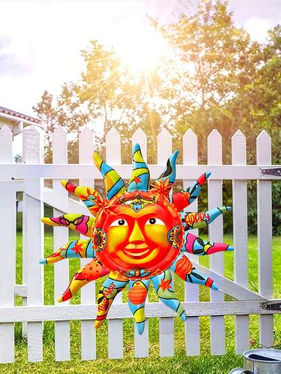 2D Flat 1-Piece Sunflower Metal Wall Decoration, Outdoor Garden Decoration, Festive Metal Wall Hanging, No Electricity Required, Colorful Smiling Face Design, Suitable For Scene Decoration, Home Decoration, Wedding Decoration, Holiday Decoration, Party Decoration, Celebration Decoration, Outdoor Decoration, Patio Decoration, Garden Decoration.