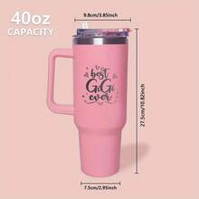 1pc,40 Oz Cup, 40oz Cup Stainless Steel Vacuum Insulated Tumbler With Lid And Straw For Water, Iced Tea Or Coffee, Smoothie And More, 40oz Reusable Double Walled Vacuum Insulated Stainless Steel Water Bottle With Handle For Outdoor Activities, Camping - Multicolor - View 3