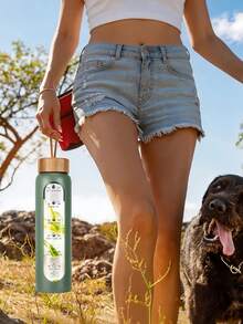 可重复使用的励志玻璃水瓶，宽口玻璃杯，适用于冰咖啡、果汁饮料，大容量水壶，防漏饮水杯，男女通用，适合居家、旅行、办公和户外活动，咖啡杯，派对用品，健身必备，运动配件，旅行必备 - 彩色 - 查看 7