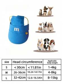 1 pieza Sombrero de sol bordado con forma de M de tres colores, hebilla ajustable con nariz de cerdo elástica para mascotas como perros y gatos - Multicolor - Ver 3
