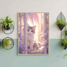 5D钻石画套装 - 全圆钻，猫咪图案，亚克力工艺套装，家居装饰，无框钻石画礼品套装 - 圓鑽 - 查看 5