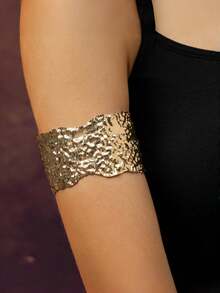 1件欧美风开口臂链，时尚臂环，液态元素戒指，水滴金属手链，适合女性日常外出和度假佩戴 - 金黃色 - 查看 3