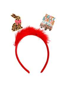 1pc Leopard Print Cartoon Rabbit Chick Party Cute ABS Plastic Easter Headband - Multicolor - View 4