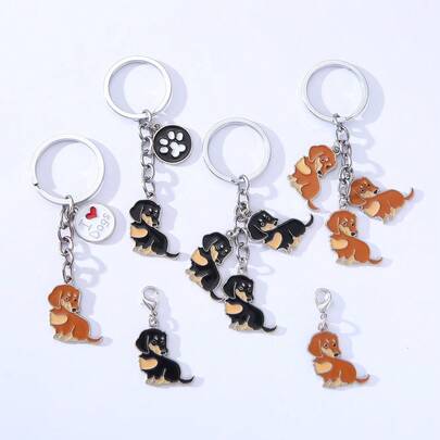 1 chiếc móc khóa hình chó Dachshund bằng kim loại, mặt dây chuyền hoạt hình, móc khóa xe hơi, phụ kiện dễ thương, quà tặng trang sức cho người yêu.