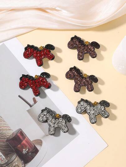 2 piezas Accesorios para el cabello con forma de pato con diamantes de imitación y clip lateral con forma de caballo, para el peinado diario de las mujeres