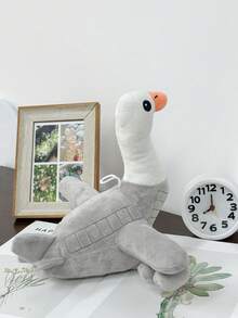 1pc 30cm/11.81in Plush Goose Doll, Cute Cartoon Expression Doll, Soft & Fun Pillow, Suitable For Kids & Adults, Ideal Gift For Christmas, Halloween, Birthday, Children's Day, Anniversary - Light Grey - View 5
