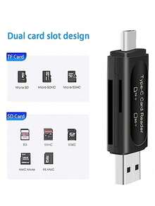 1pc USB Micro SD Card Reader, 4-In-1 Type-C/USB A To SD/MicroSD/SDXC/SDHC Card Adapter, Dual Slot Memory Card Reader, Compatible With PC, Galaxy, Tablet - View 11