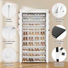VTRIN - Zapatera a con cubia organizador de zapatos de 10 nive para 50-55 pares de zapatos y botas estante de zapatos de gran capacidad con 8 bolsillos para clóset entrada cocera blanco - 10 niveles - Ver 4