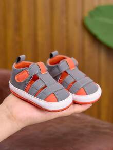 婴儿/幼儿软底休闲混色凉鞋，轻便魔术贴平底鞋，适合室内外穿着，夏季0-1岁 - 灰色 - 查看 11