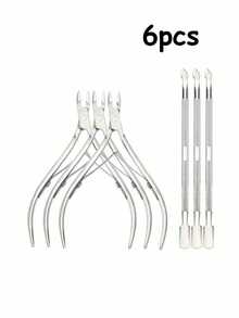 8件套美甲工具套装 - 指甲钳、角质层钳、带推杆的指甲剪 - 不锈钢指甲和脚趾甲修剪器 - 銀色 - 查看 7