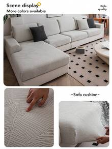 1pc Banana Binding Texture Velvet All-Season Jacquard Elastic Sofa Cover, Universal Slip-Resistant Anti-Cat Scratch Sofa Slipcover, Fits 1/2/3/4 Seater Sofa - Light Grey - View 4