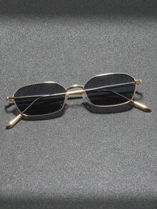 1 Pair Polygon Small Frame Stainless Steel Retro Stylish Versatile Street Photo Metal Glasses, High Quality Fashion Back To School Fashionable Preppy School Look2026 - 黑色 - 查看 4