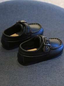 Infant Flat Loafers, Boys' Party Leather Shoes, Fashion Versatile Moccasins - Black - View 2