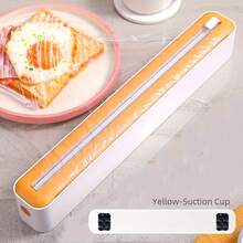 1pc Food Wrap Cutter, Dual-Blade Foil Cutter Box, Home & Commercial Use Suction Cup Wall Mount Storage Box, Practical Tool - White - View 5