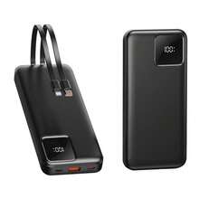 10000mAh Fast Charging Power Bank With Built-In Cables, 22.5W PD & QC Portable Charger, LED Digital Display, Multi-Device Compatible Travel Battery Pack - Black - View 1