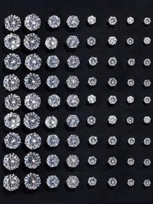 72/48/24pcs Set Stylish Minimalist Sparkling Rhinestone Stud Earrings, Unisex Couples Earring Jewelry Set, Party/Date/Gift, Suitable For All Year Round - Nhiều màu - Xem 2