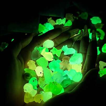 Glow-In-The-Dark Colorful Animal Models, Miniature Cute Desktop Decor, Reward Toys, Luminous Figurines Including Chicken, Duck, Goose, Sparrow, Pigeon, Cat, Dog, Cow, Sheep, Pig, Mouse, Rabbit, Frog, And Other Domestic And Common Small Animals