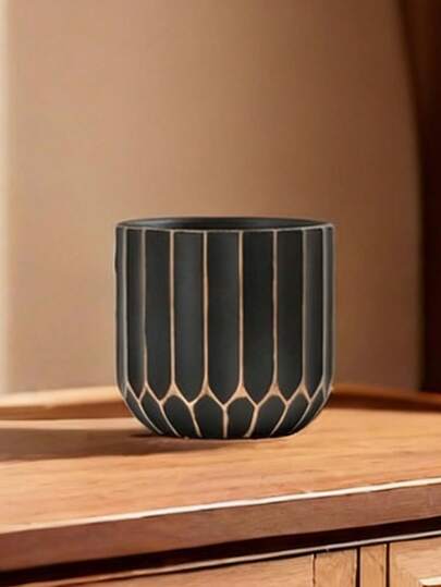 北欧复古多面体花盆，几何造型带排水孔花盆，加厚PP材质，适用于室内植物，简约家居装饰