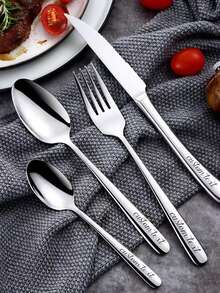 Juego de cubiertos de acero inoxidable 304 reforzado, cuchillo de filete, tenedor, cuchara, suministros de hotel - multicolor - Ver 1