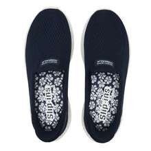 Skechers 女士休闲鞋 GO WALK NOW 女士舒适一脚蹬步行鞋，日常舒适透气休闲鞋，健身运动训练步行鞋 125644-NVW - 海軍藍色/白色 - 查看 4