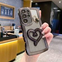 Heart Wavy Pattern Phone Case Compatible With IPhone 17 Pro Max, Electroplated Shockproof Luxury Protective Cover With Dust-Proof Holes, Thick Edges, Suitable For Samsung Galaxy S24 Ultra/S24 Plus/S24/S23 Ultra/S23 Plus/S23/S22 Ultra/S22 Plus/S22/S21 Ultra/S21 Plus/S21 FE/S23 FE/S20 Ultra/S20 Plus/S20 FE, Compatible With A5x/C1 2 3 4 5 6 7 8 9/9 8 7 6 5 4 3 2 1, Compatible With A1 2 3 4 5 6 7 8 9 9 8 7 6 5 4 3 2 1 - Black - View 2
