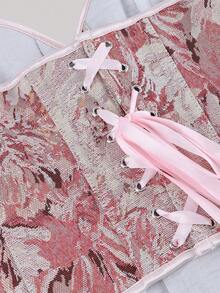 大码女式印花系带吊带背心，复古风格，适合慕尼黑啤酒节、万圣节、圣诞节、新年、情人节及其他节日派对和假期穿着。 - 粉色 - 查看 6