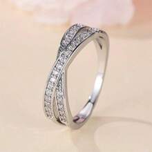 1 chiếc nhẫn zirconia tròn tối giản thời trang dành cho nữ, thích hợp đeo hàng ngày và làm quà tặng dịp lễ. - màu trắng bạc - Xem 2