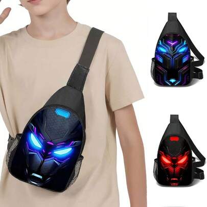 Creative Printed Crossbody Bag, Interesting Style Suitable For Kids, Colorful Holiday Graphic Front Pocket Sports Bag - Casual Shoulder Bag