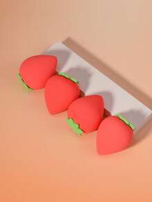 4pcs Dual-Purpose Wet/Dry Use Makeup Sponge - Friendly Makeup Sponge With Fruit Design, Strawberry, Pear, Avocado, And Lemon Shapes - Professional Beauty Eggs For Foundation, Powder, BB Cream - Unscented - Multicolor - View 13