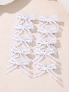 10 piezas de Clips para el cabello con lazo de encaje y red, perfectos para el uso diario de niñas - Multicolor - Ver 8