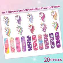 10/20/40/60pcs Unicorn Pattern Bandages, Cartoon Hemostatic Stickers, Breathable Comfortable Multi-Pattern Bandages, Suitable For Protecting Minor Abrasions, Skin Abrasions, Blisters And Fun Wound Protection - View 7